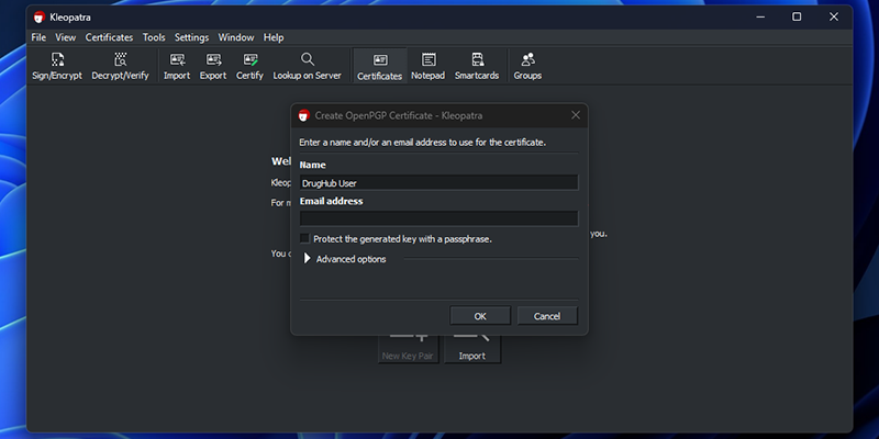 Generating Key in Kleopatra